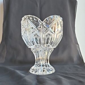 Vintage Echt Bleikristall Hand Cut Crystal Heart Vase West Germany